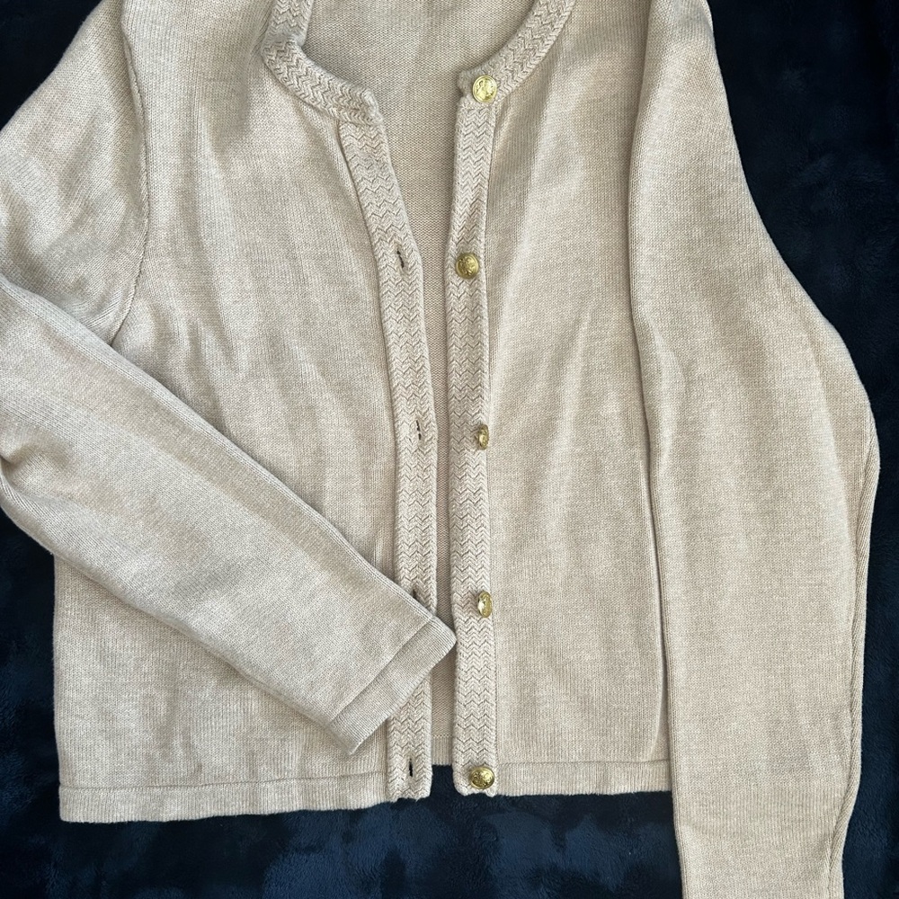 J. Crew Beige Cardigan with Gold Buttons
